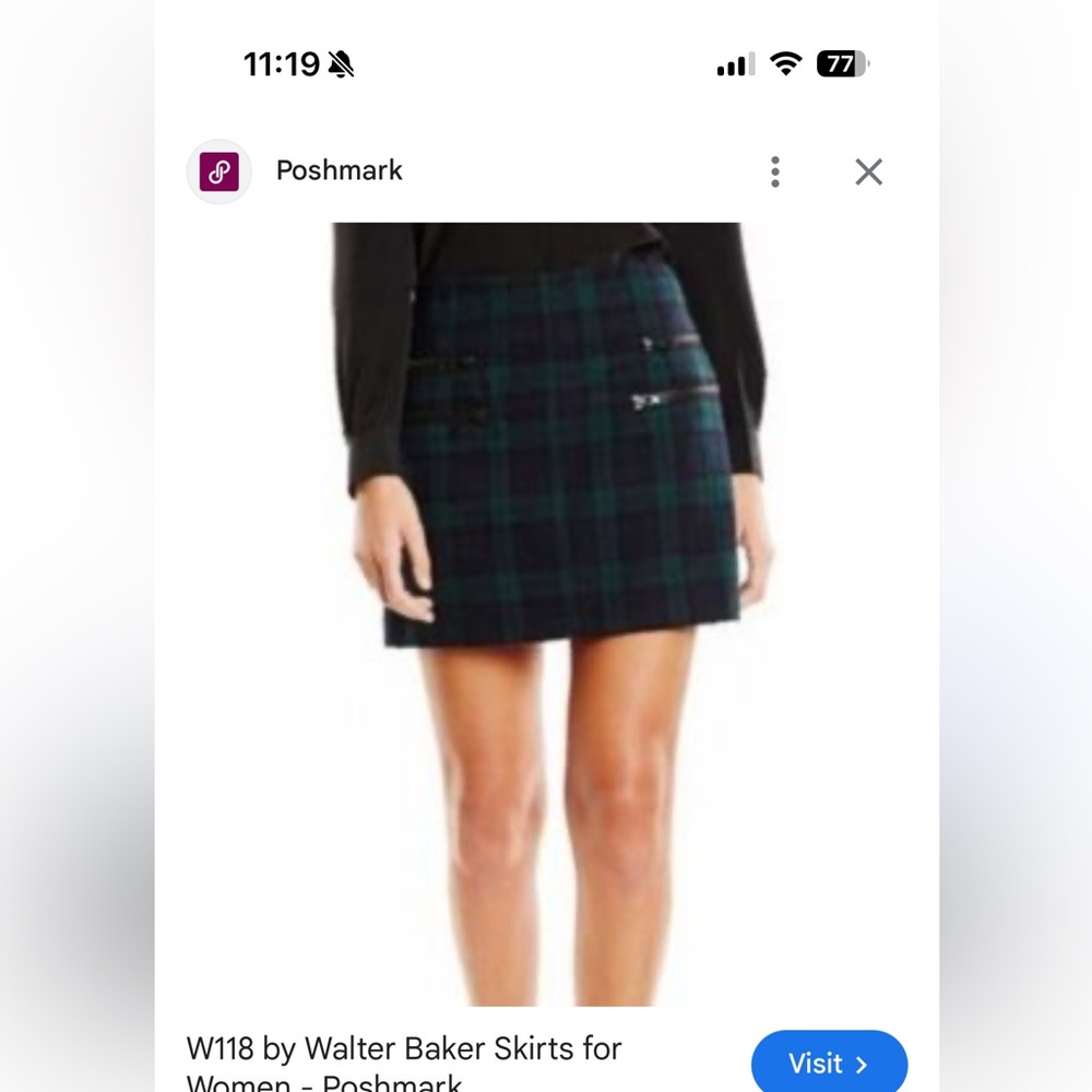 Walter Baker Tartan Mini Skirt - Black and Blue